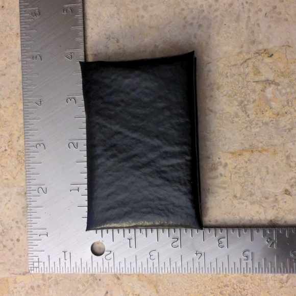 NEW! Handmade Thin FAUX Leather Foldover Card Holder Black/White Antique Gold - Picture 3 of 7